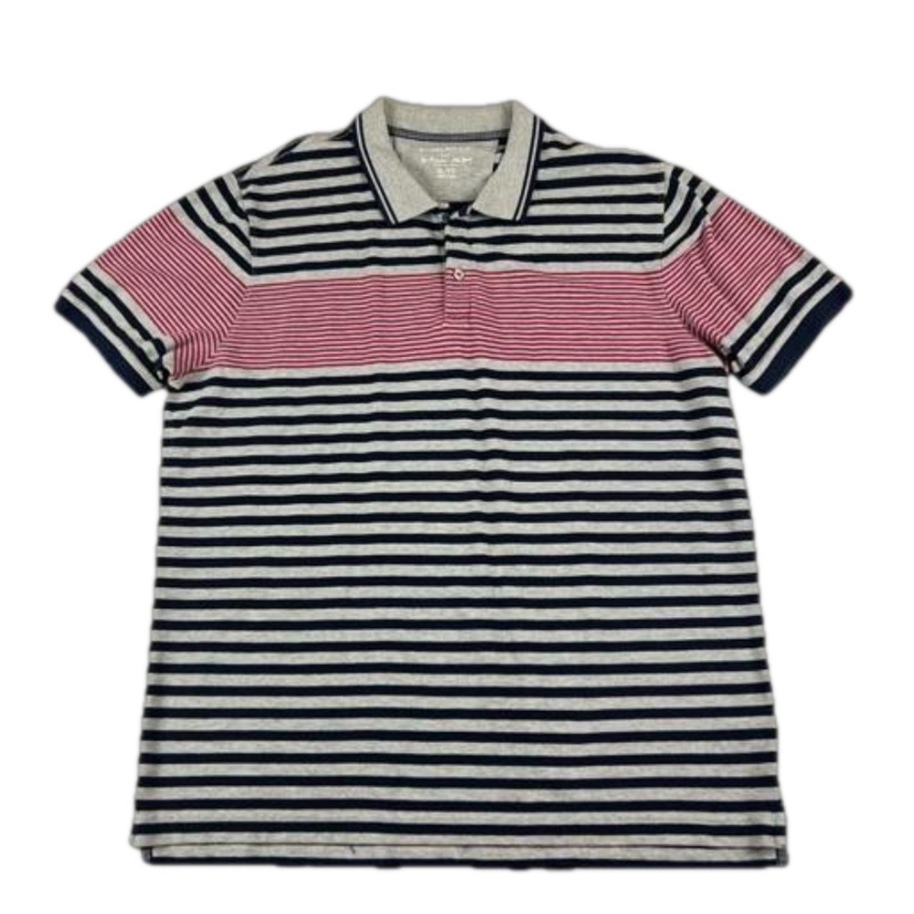 Banana Republic Factory Red, Navy Blue, Gray Cotton Polo Shirt, Size XL